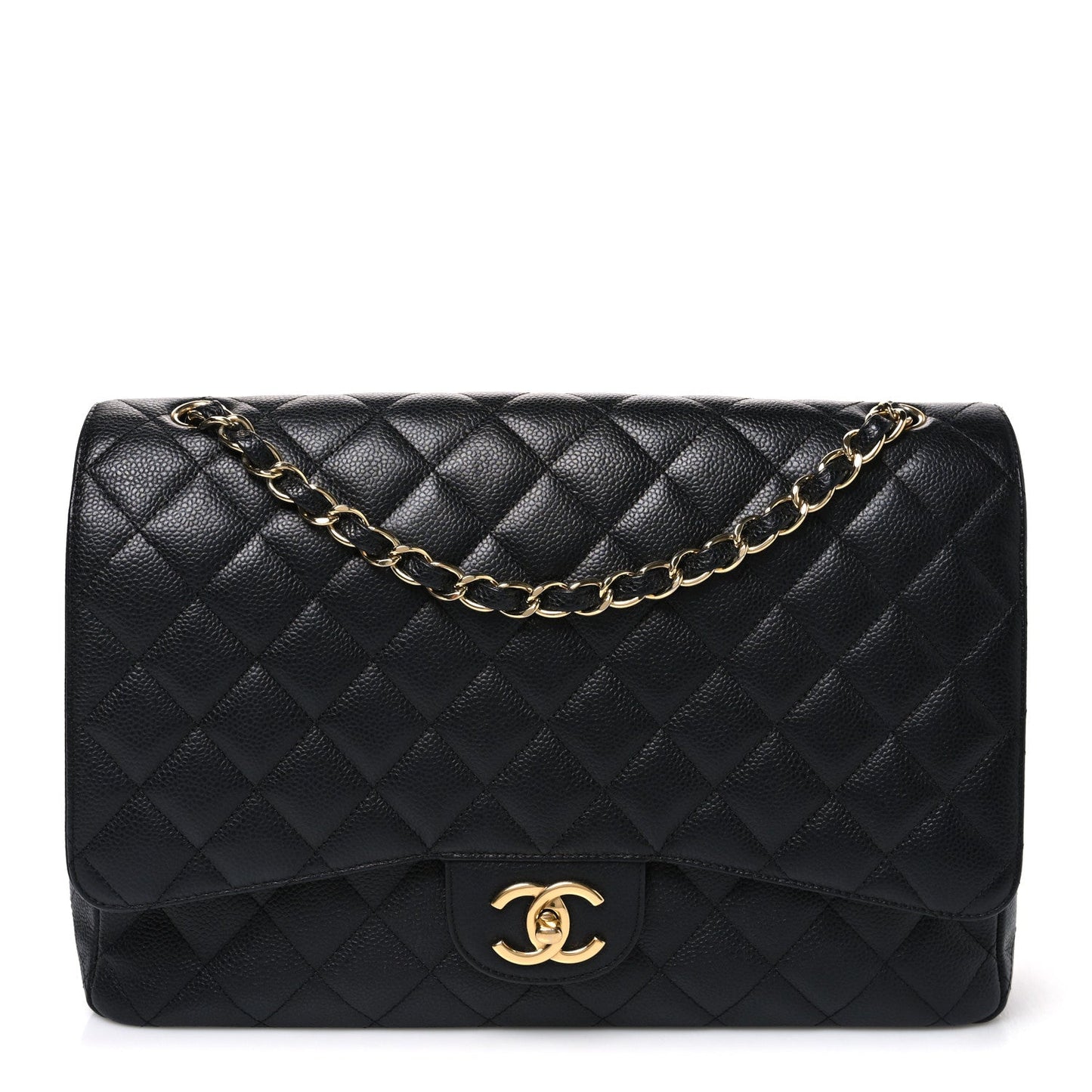Caviar Quilted Maxi Double Flap Black