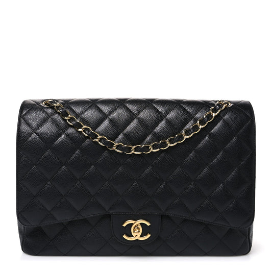 Caviar Quilted Maxi Double Flap Black