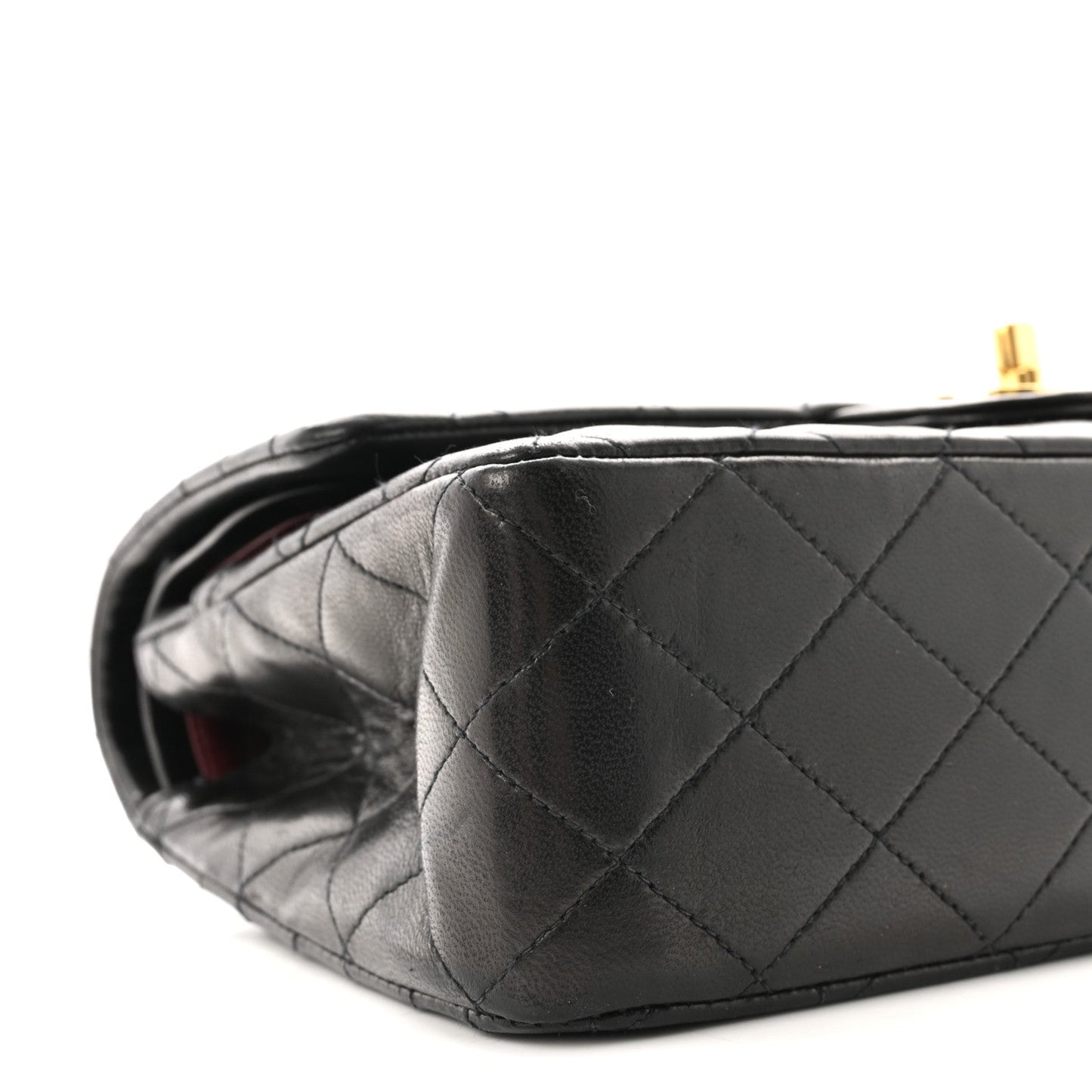 Lambskin Quilted Medium Double Flap Black