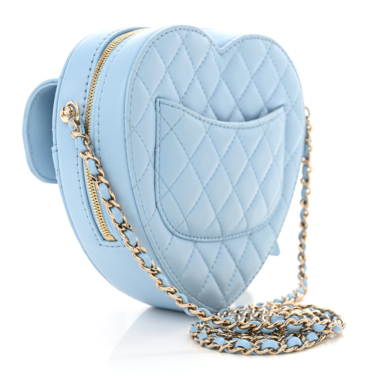 Lambskin Quilted CC In Love Heart Bag Light Blue