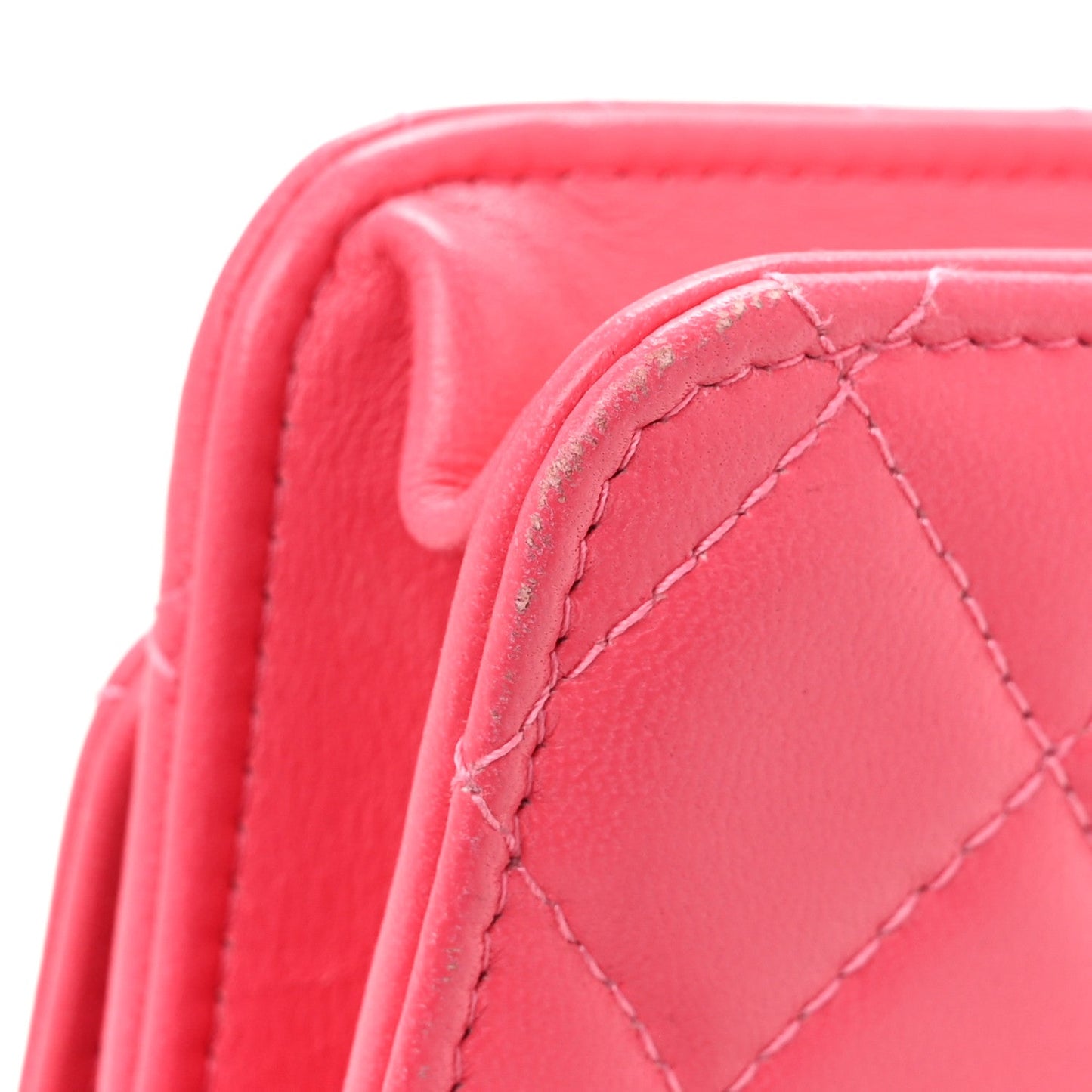 Lambskin Quilted Trendy CC Wallet On Chain WOC Pink