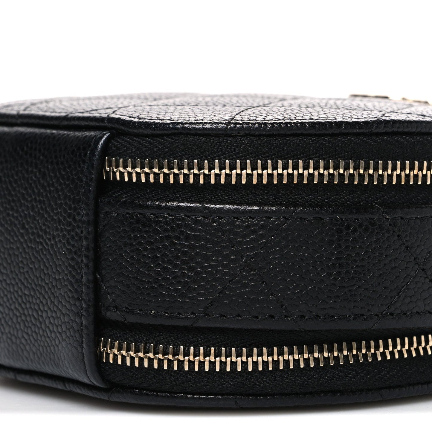 Caviar Quilted Round Handle With Care Vanity With Chain Black