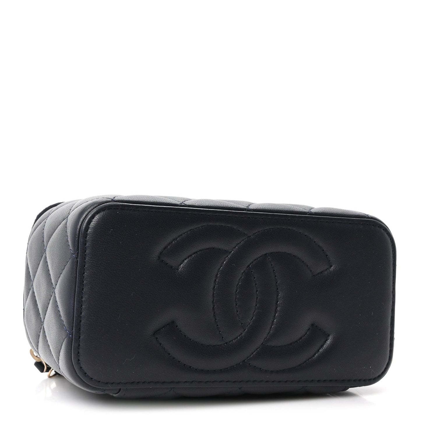 Lambskin Quilted Pick Me Up Vanity Case Navy