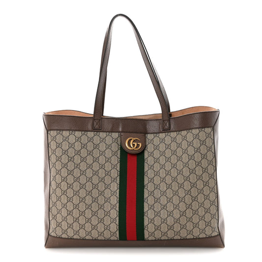 GG Supreme Monogram Web Ophidia Tote Brown