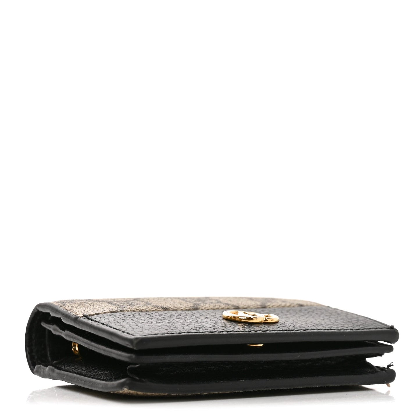Dollar Calfskin GG Supreme Monogram GG Marmont Card Case Black Beige Ebony