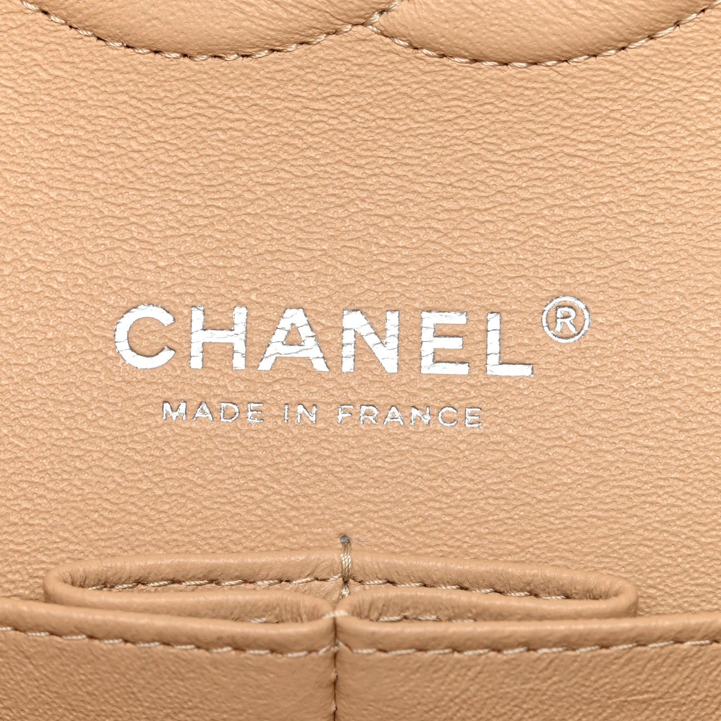 Caviar Quilted Medium Double Flap Beige