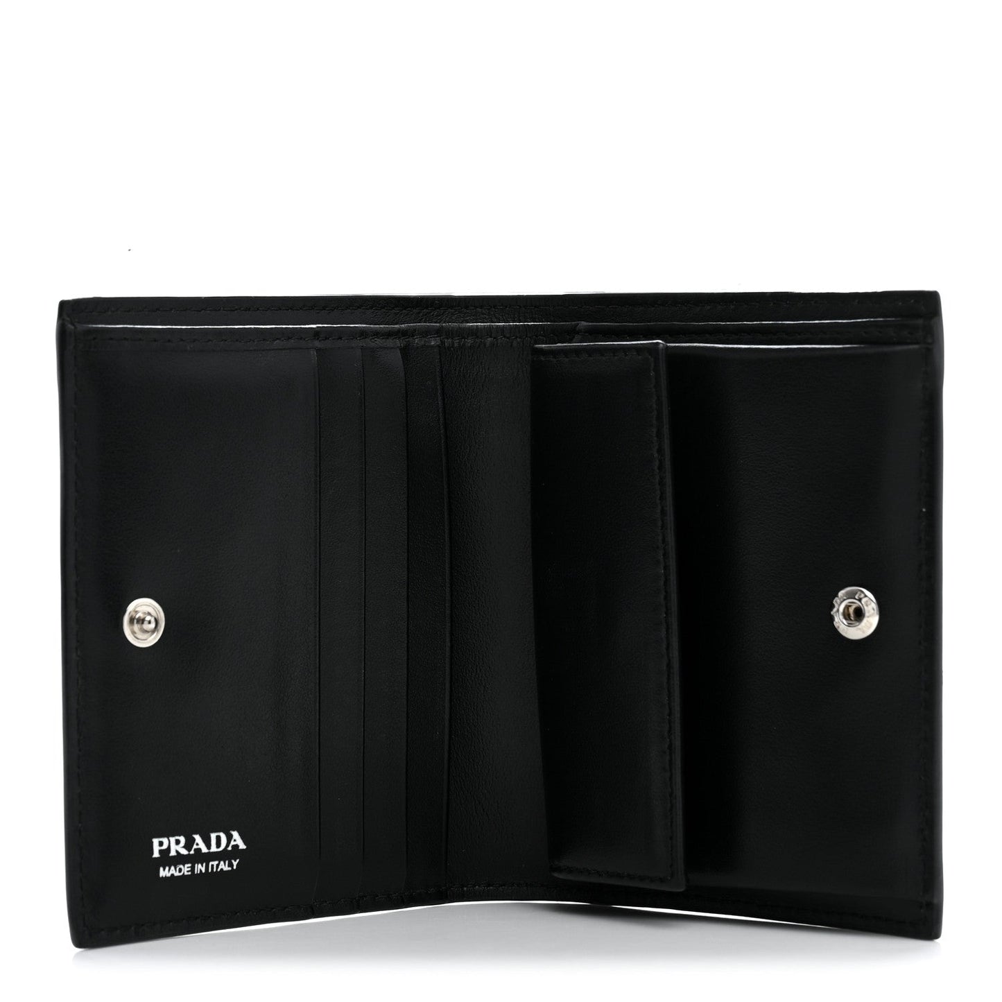 Brushed Calfskin Small Triangle Bi-Fold Wallet Black