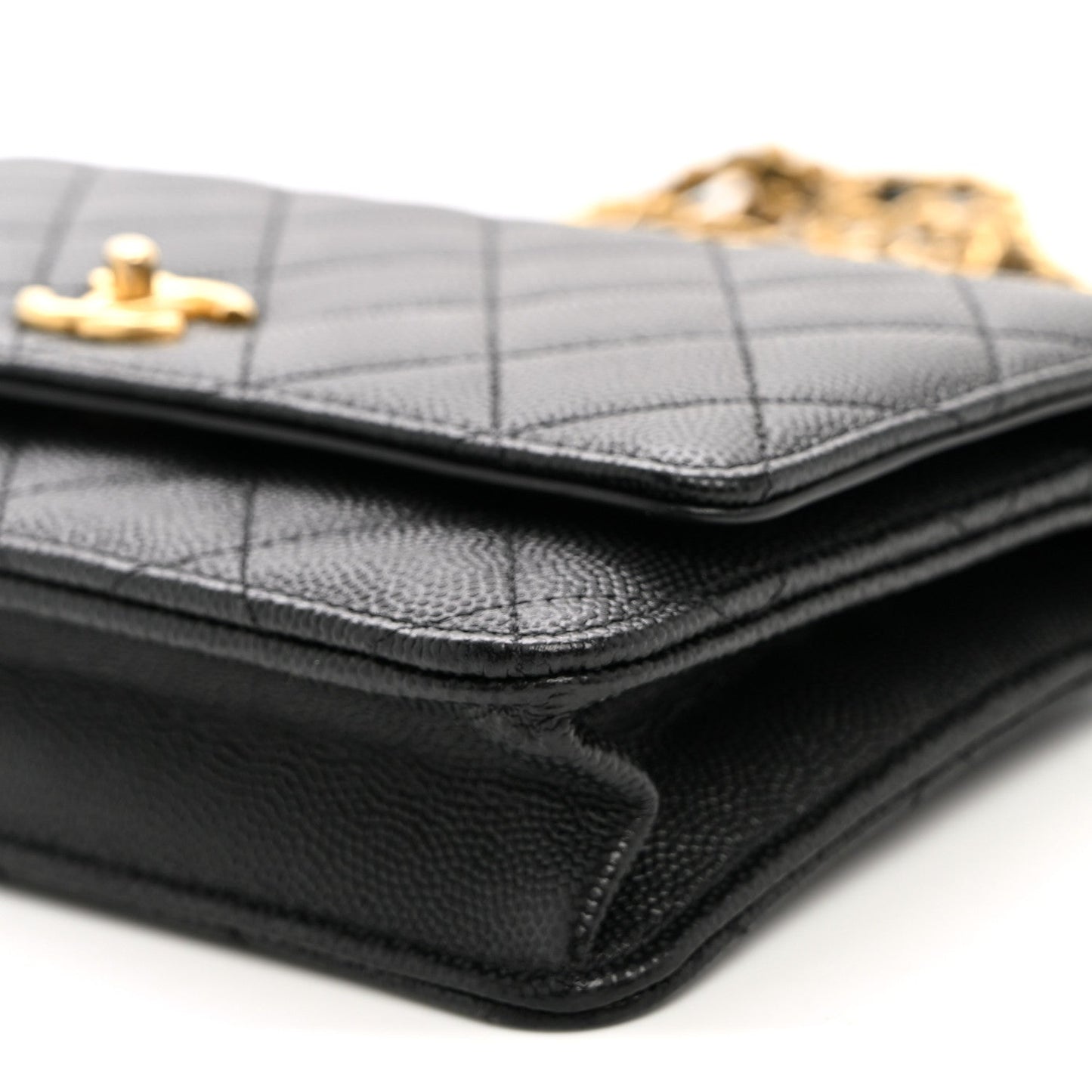 Caviar Quilted Coco Stamps Wallet On Chain WOC Black