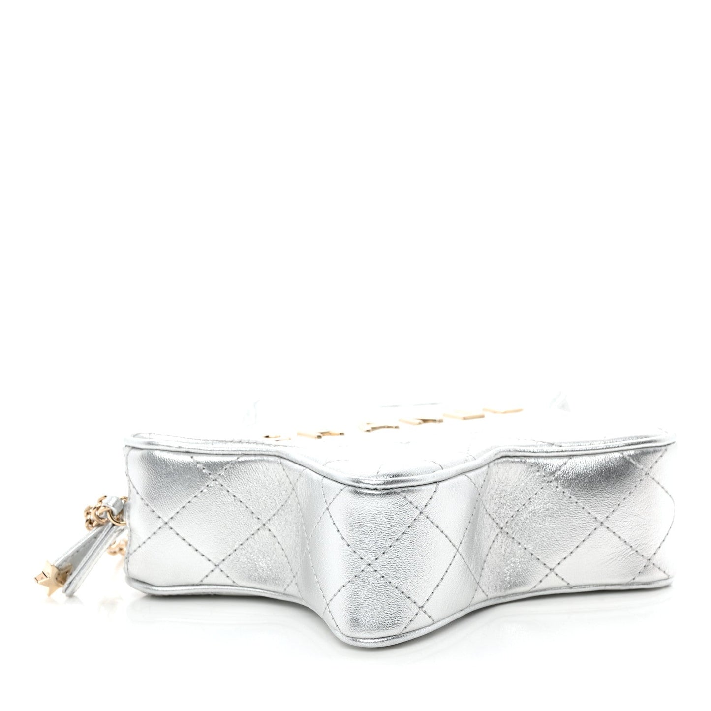 Metallic Lambskin Walk Of Fame Bag Silver