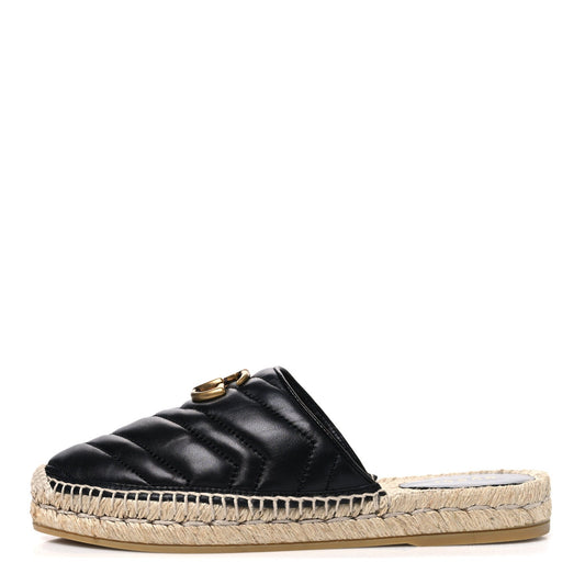 Nappa Matelasse GG Marmont Espadrille Slippers 37.5 Black