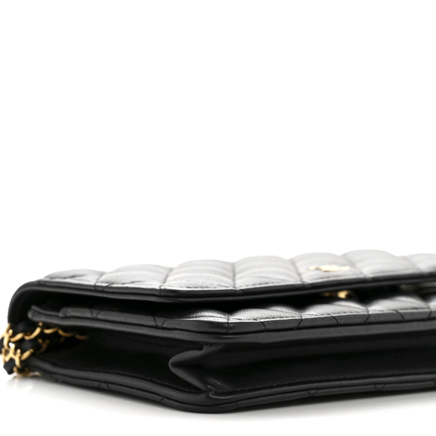 Lambskin Quilted Wallet On Chain WOC Black