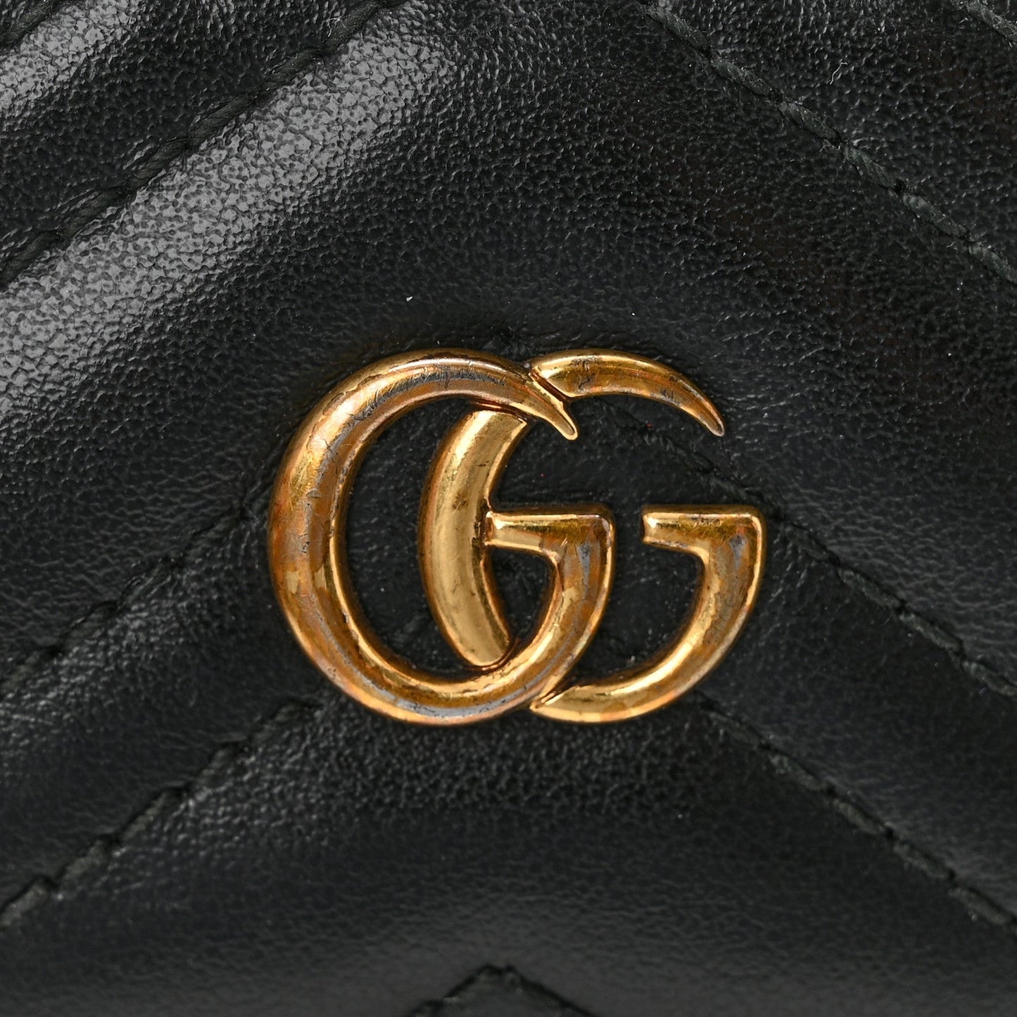 Calfskin Matelasse GG Marmont Card Holder Black