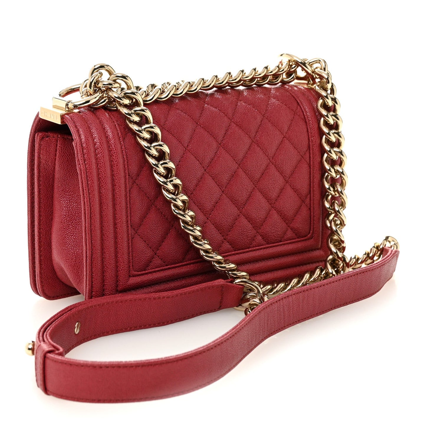 Caviar Quilted Small Boy Flap Dark Pink