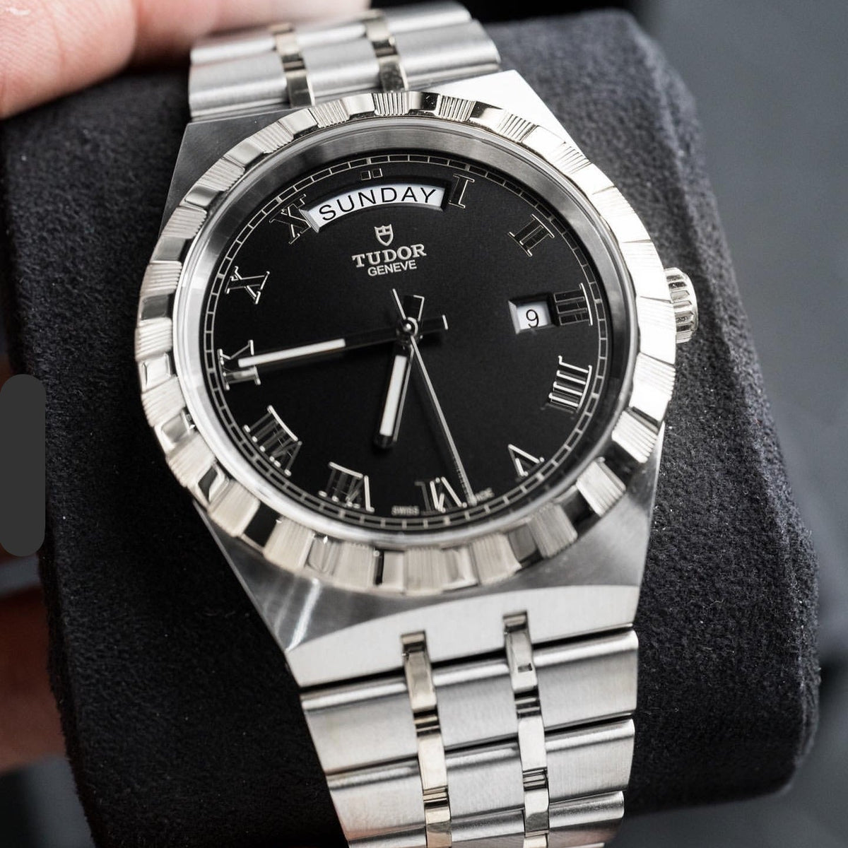 Tudor Royal Automatic Black Dial Silver Steel Strap Watch for Men - M28600-0003