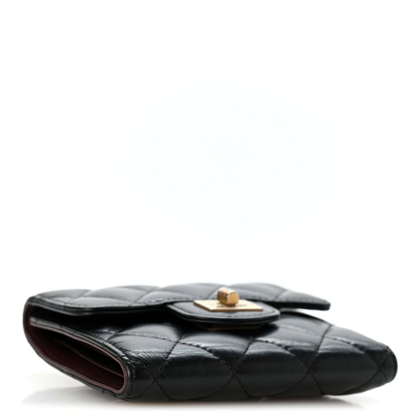 Aged Calfskin Quilted Reissue Compact Wallet Black