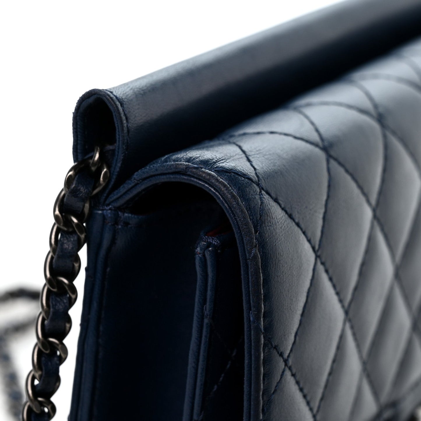 Lambskin Quilted Medium Crossing Times Flap Blue