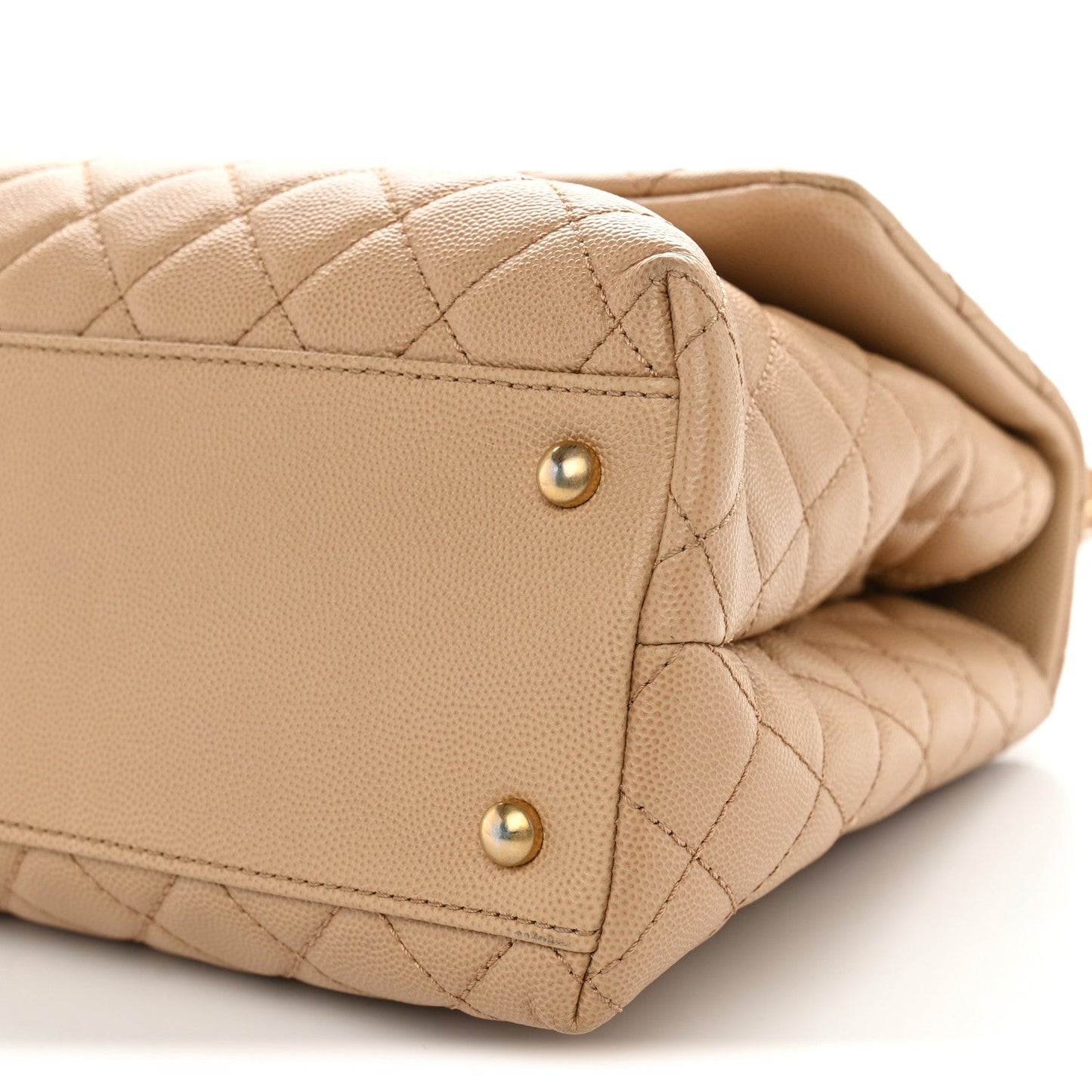 Caviar Quilted Medium Coco Handle Flap Beige