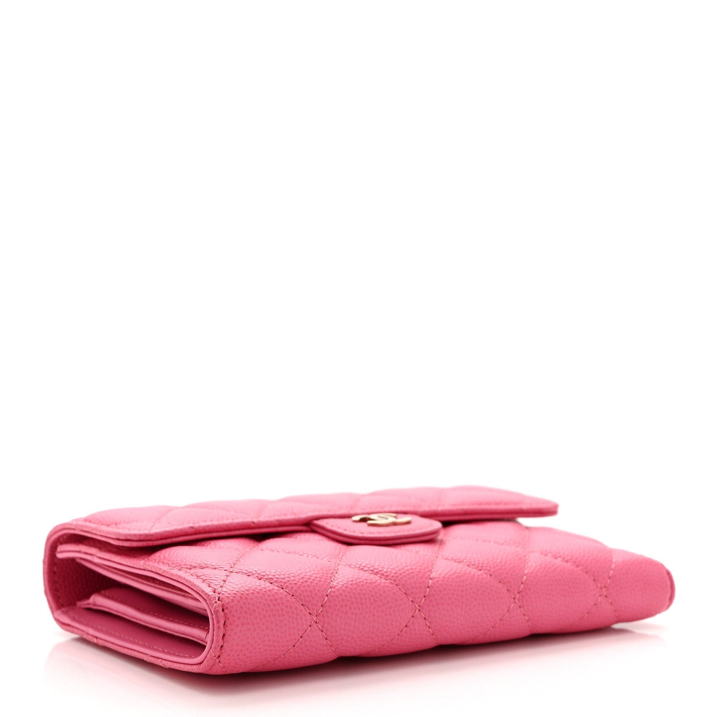 Caviar Quilted Medium Flap Wallet Pink