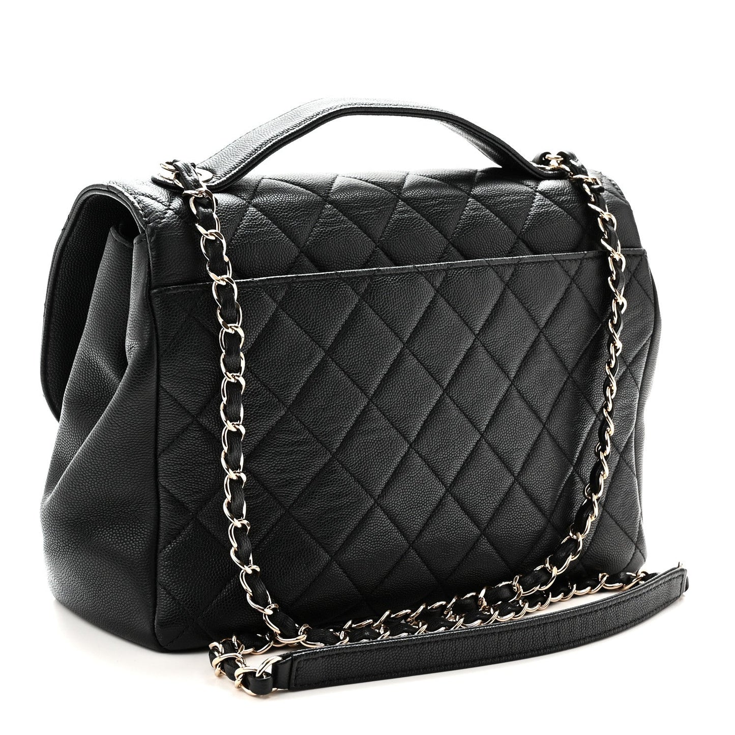 Caviar Quilted Large Business Affinity Flap Black Black