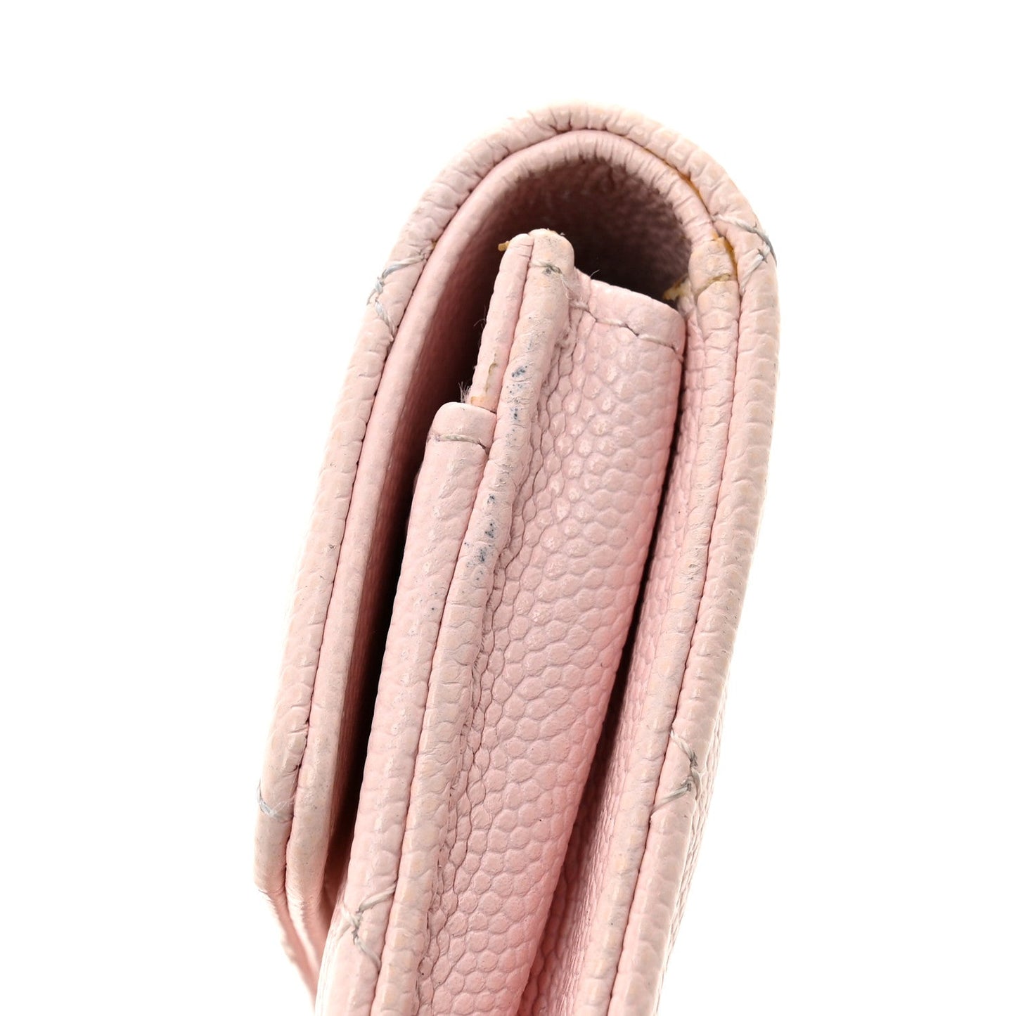 Caviar Quilted Crystal CC Flap Card Holder Pink