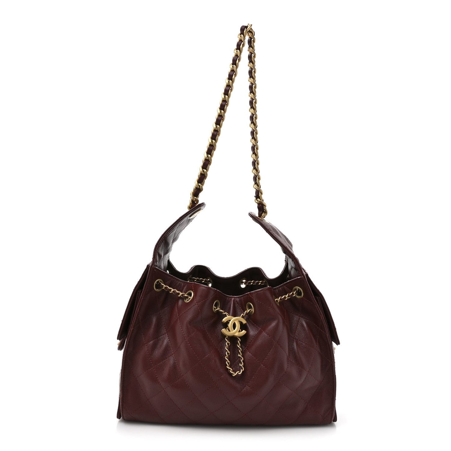 Caviar Quilted Small Chanel 25 Handbag Burgundy