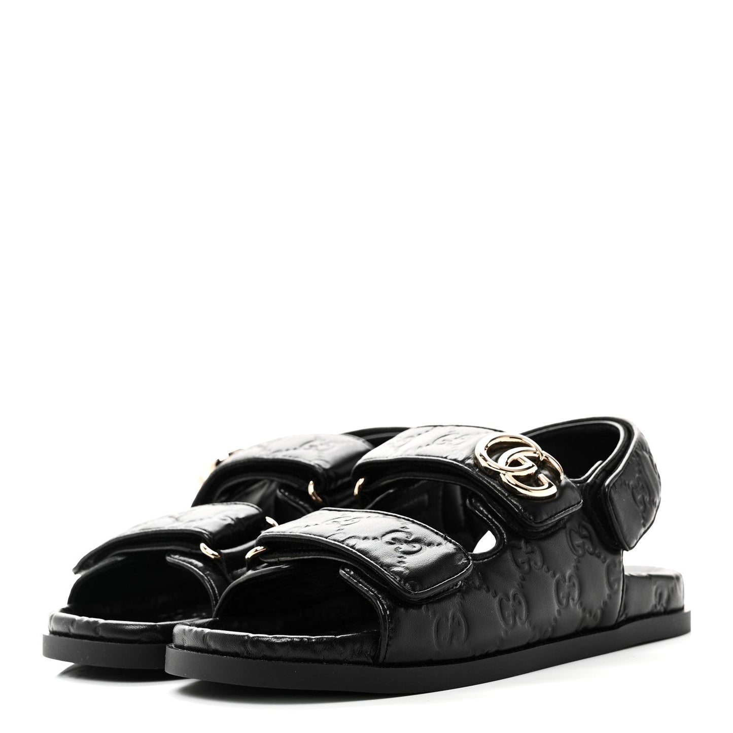Guccissima GG Embossed Womens Sandals 35 Black