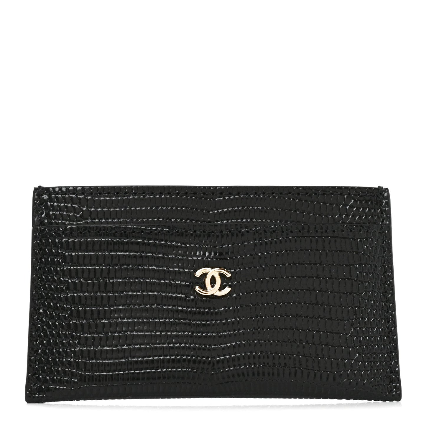 Calfskin Lizard Embossed Card Holder Black