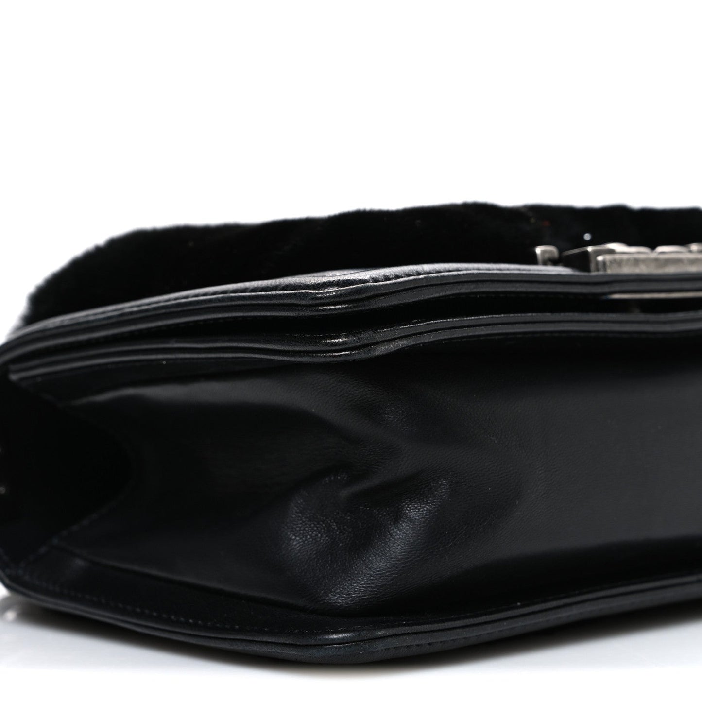 Orylag Rabbit Fur Calfskin Small Boy Flap Black