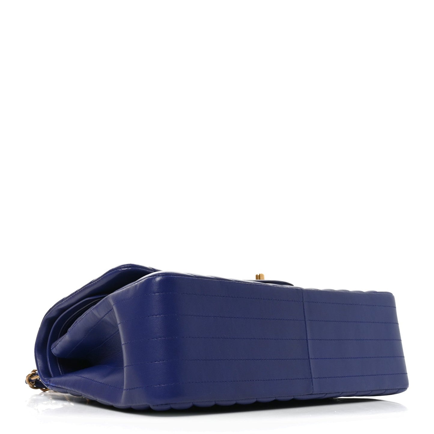 Lambskin Chevron Quilted Jumbo Double Flap Navy Blue