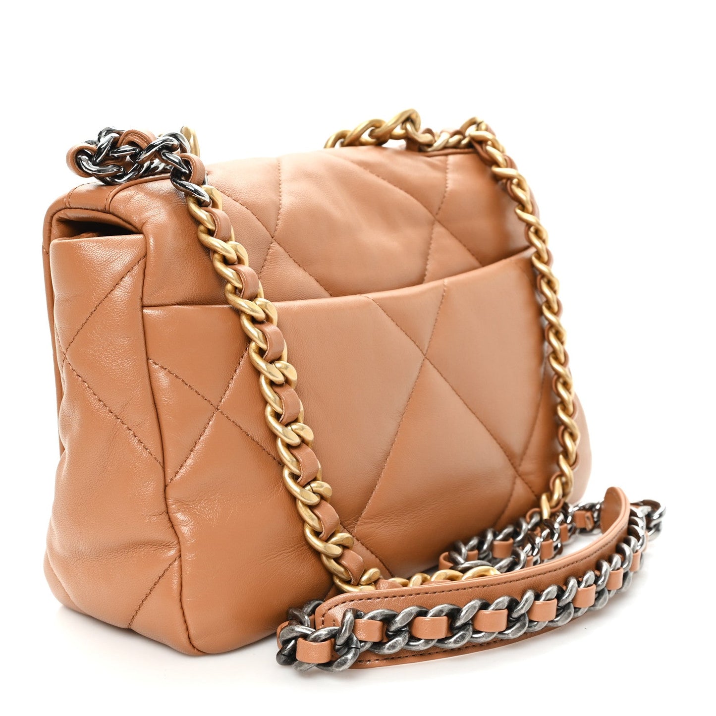 Lambskin Quilted Medium Chanel 19 Flap Brown