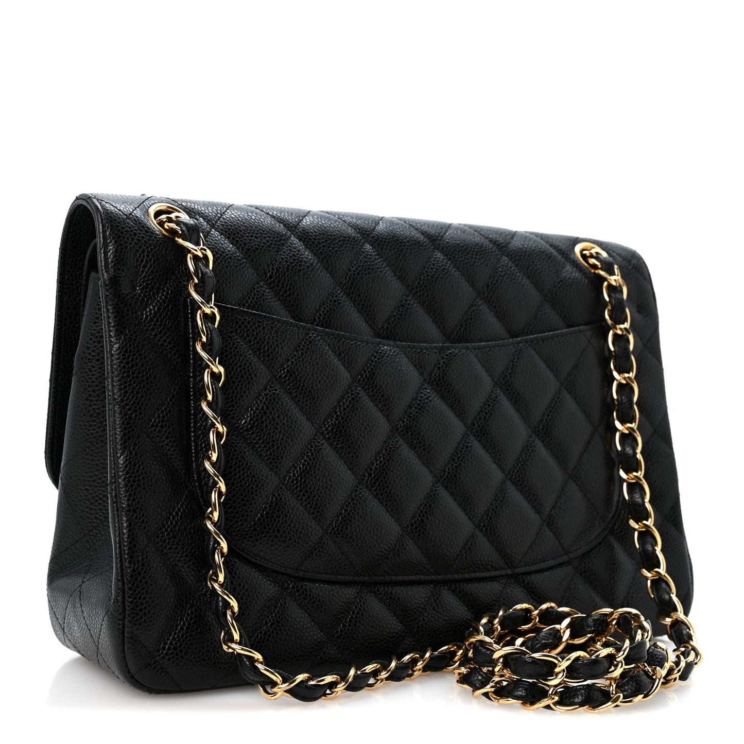 Caviar Quilted Jumbo Double Flap Black
