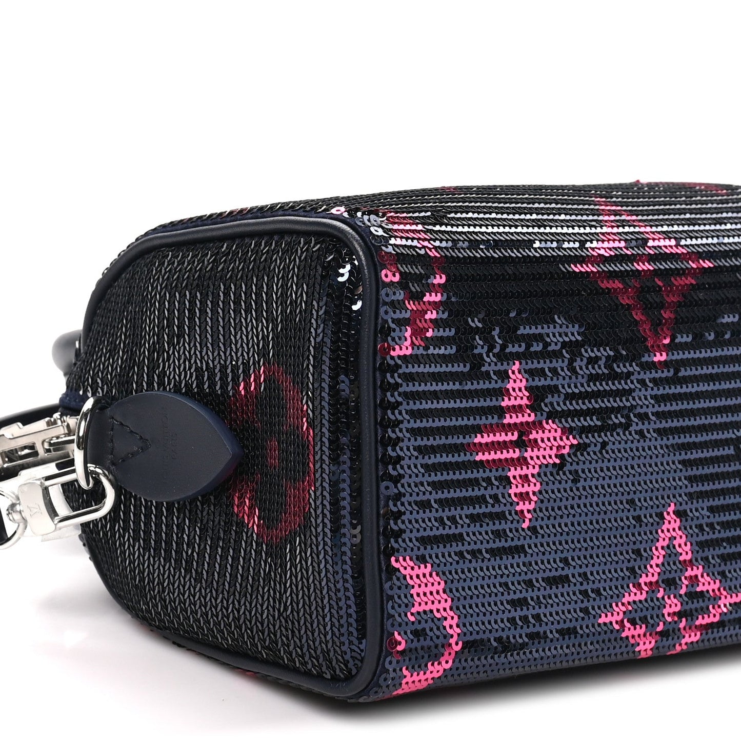 Giant Monogram Sequins Speedy Bandouliere 18 Navy Fuchsia