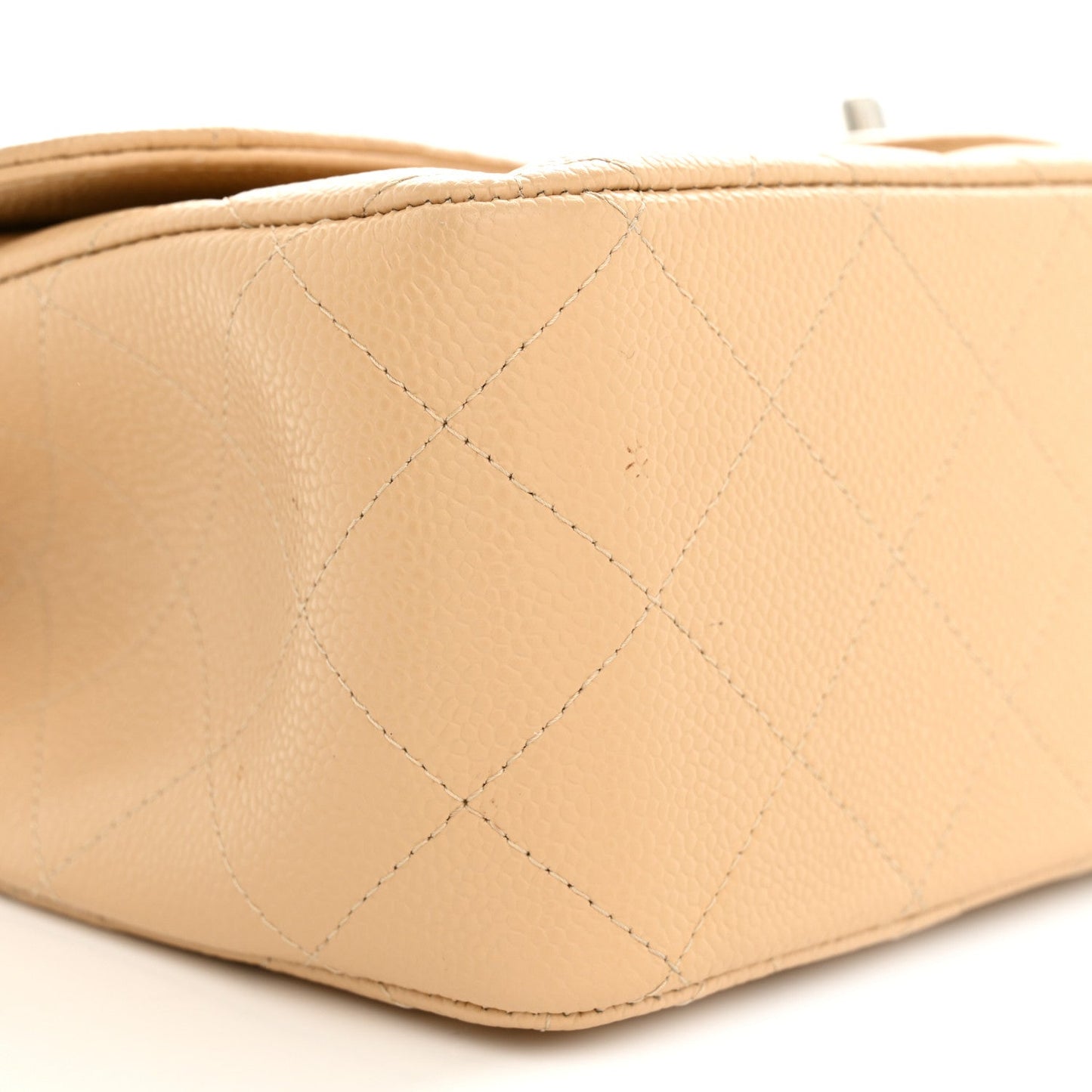 Caviar Quilted Jumbo Double Flap Light Beige