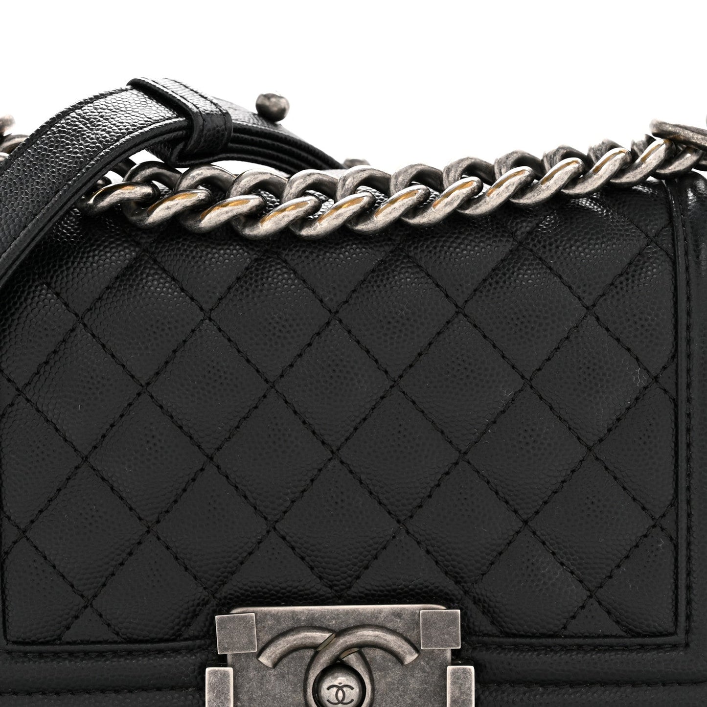 Caviar Quilted Small Boy Flap Black