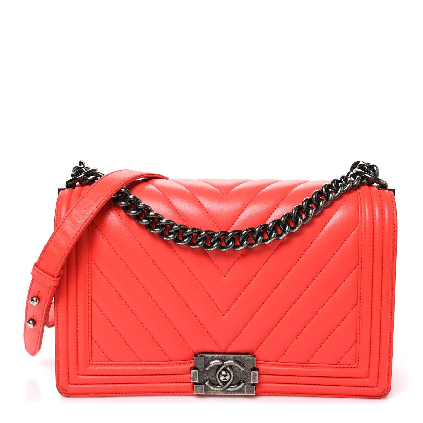 Lambskin Chevron Quilted Medium Boy Flap Orange