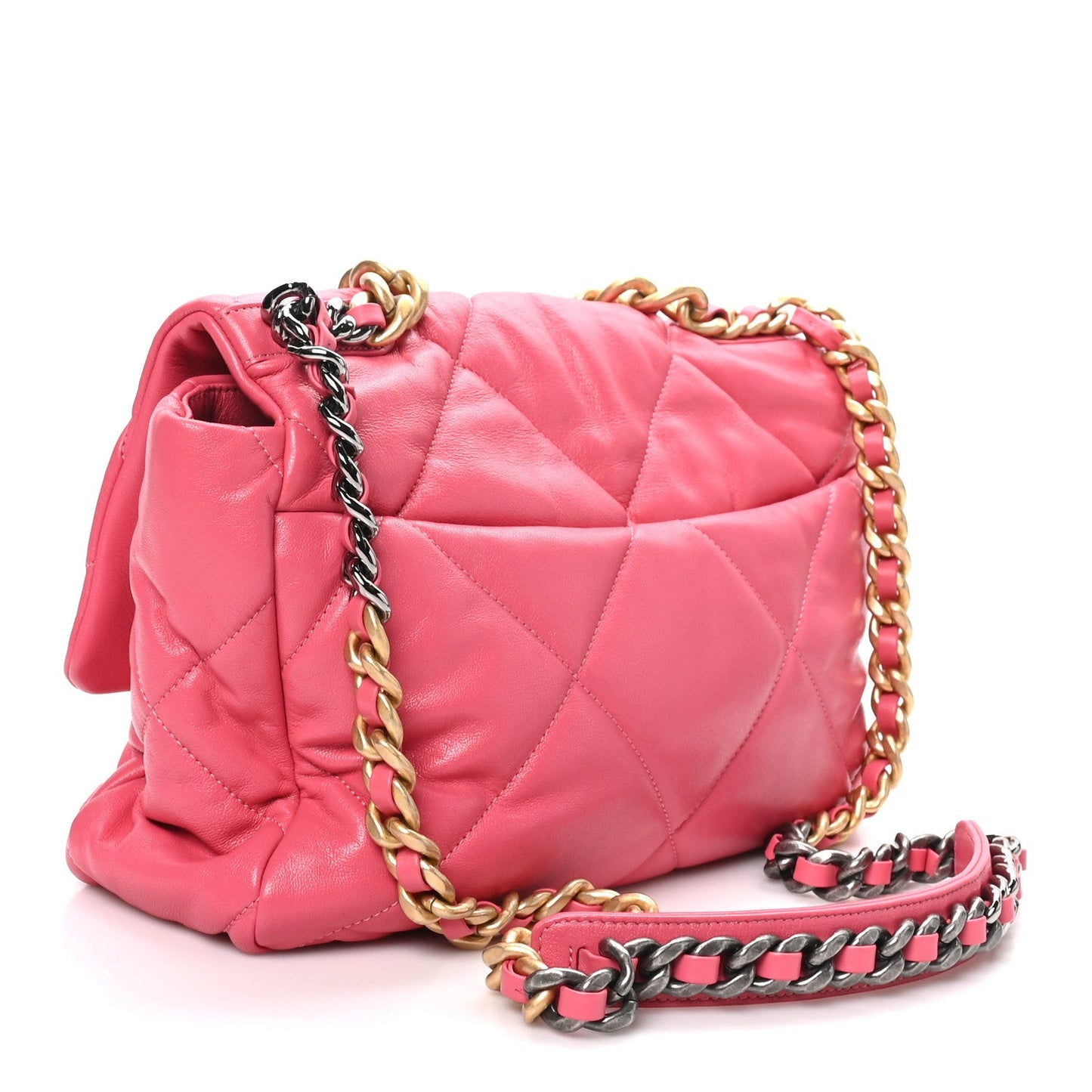 Goatskin Quilted Large Chanel 19 Flap Dark Pink