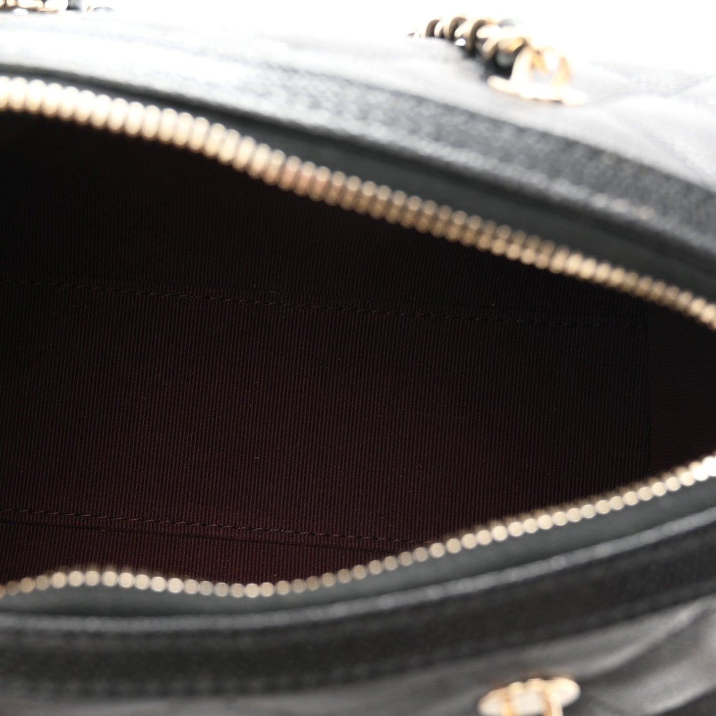 Caviar Quilted Barrel Clutch With Chain  Black