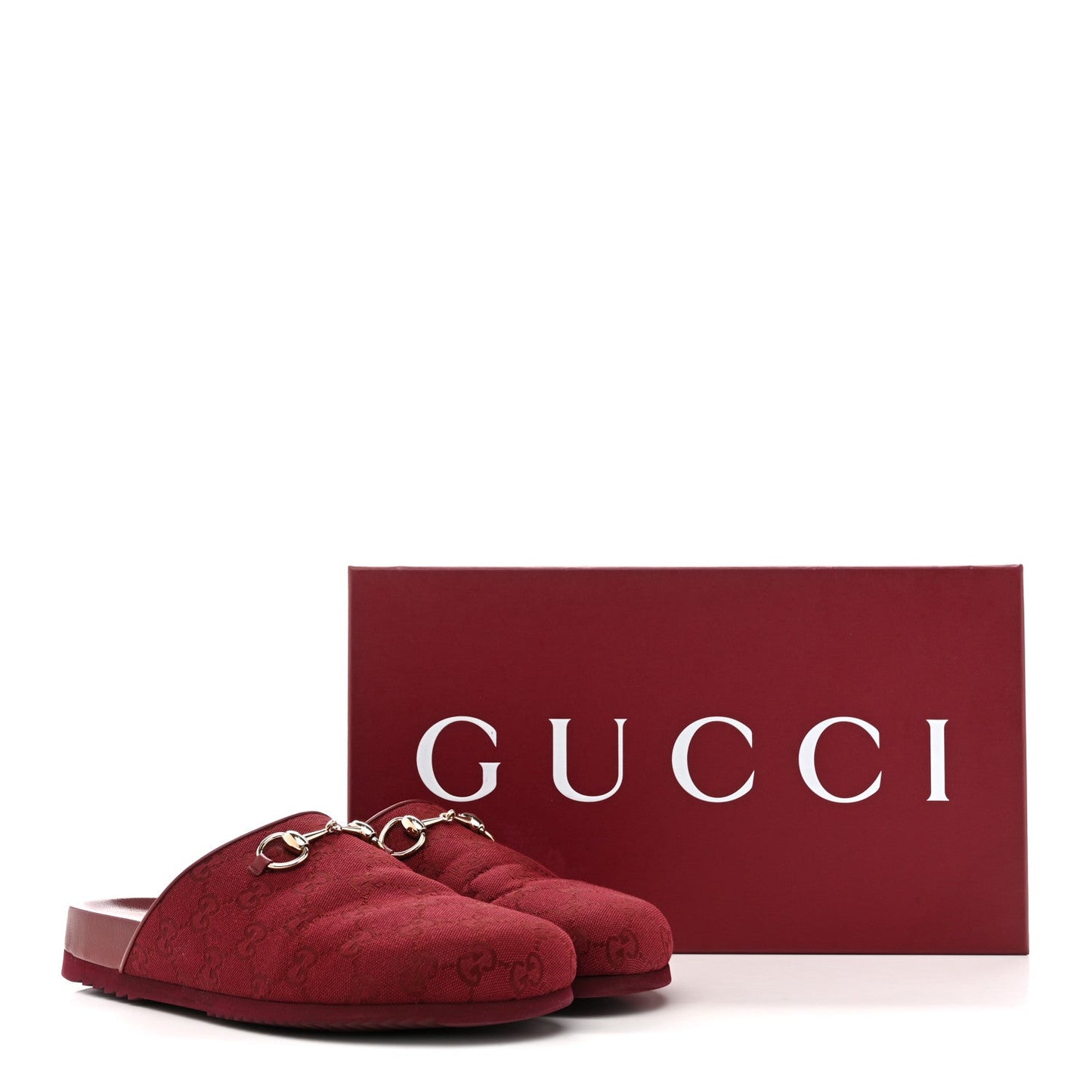 GG Supreme Monogram Womens Horsebit Slippers 41 Rosso Ancora