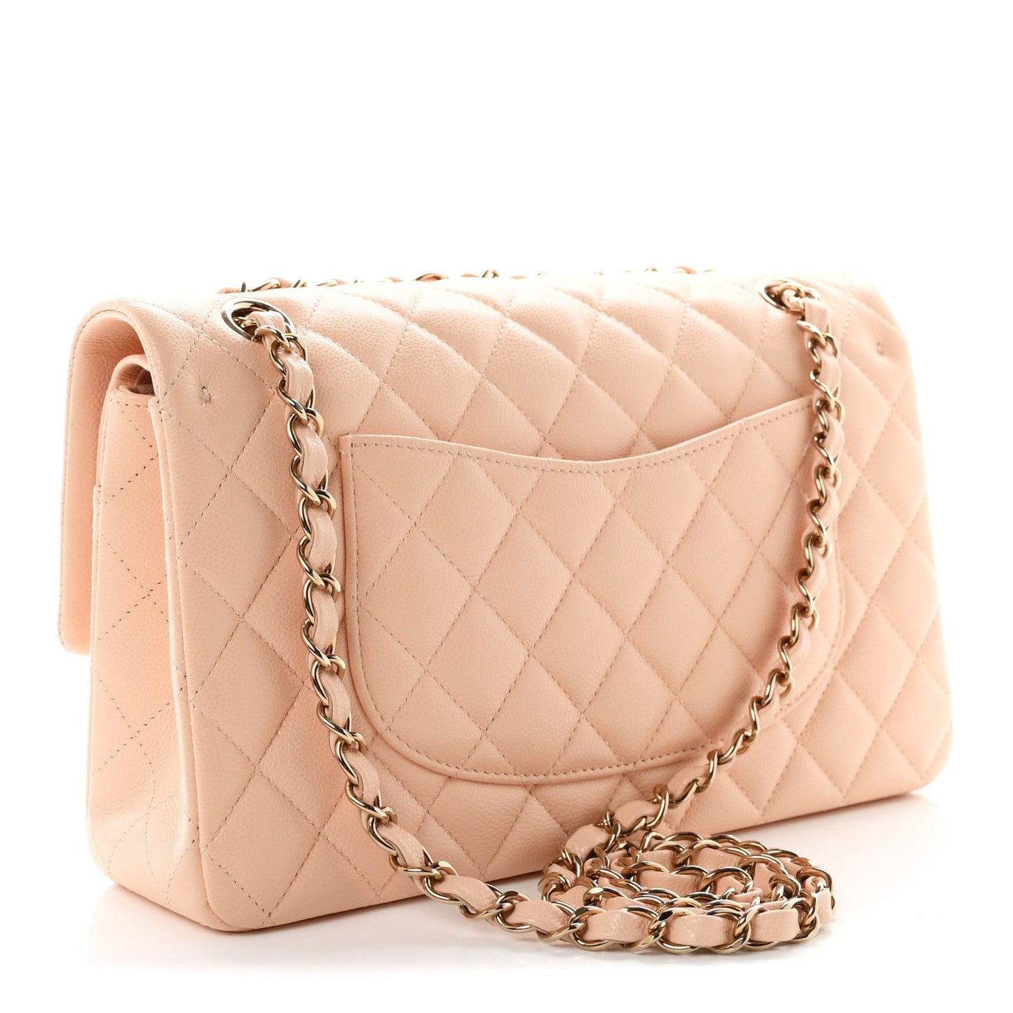 Caviar Quilted Medium Double Flap Light Pink
