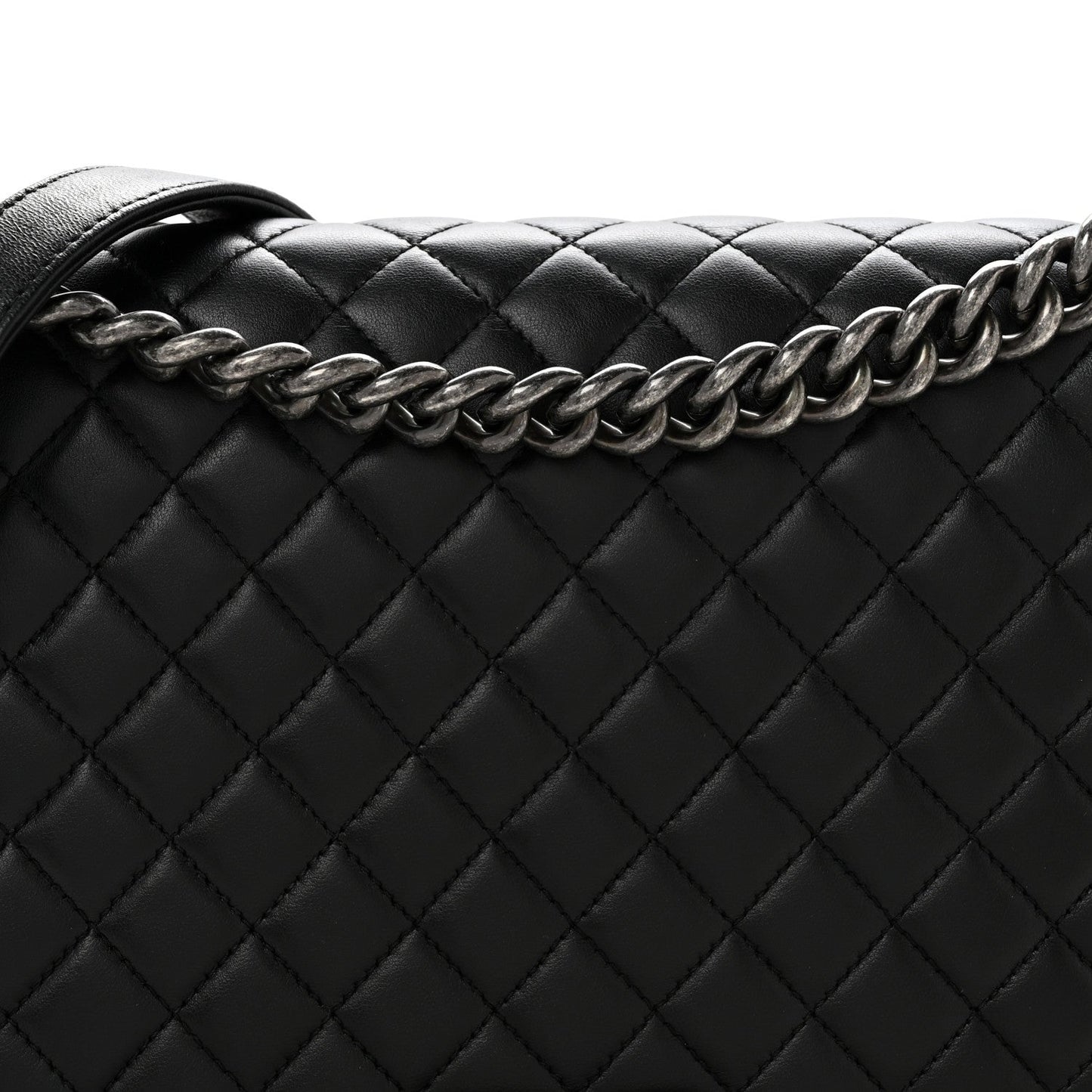 Lambskin Quilted New Medium Boy Flap Black
