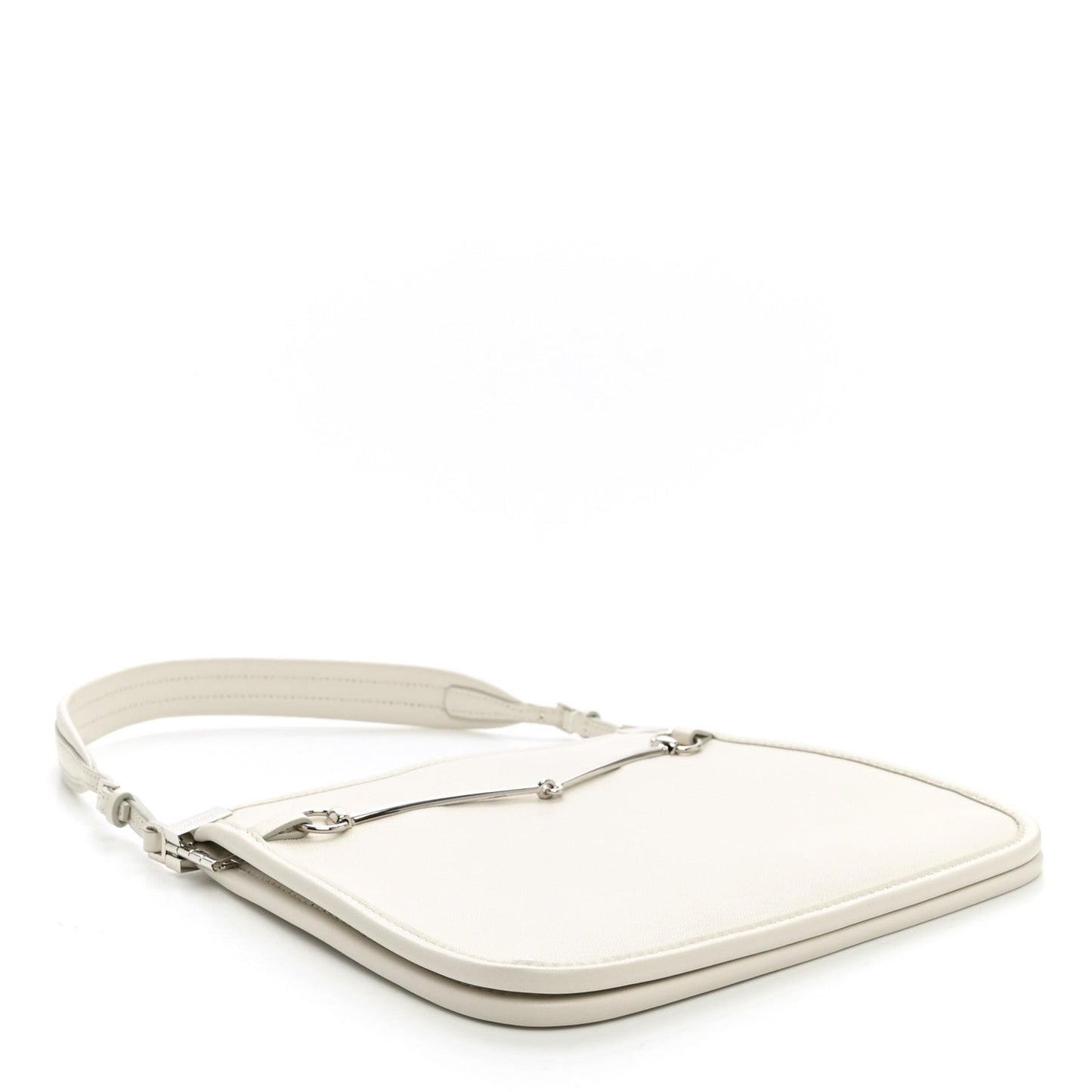 Calfskin Horsebit Slim Shoulder Bag White