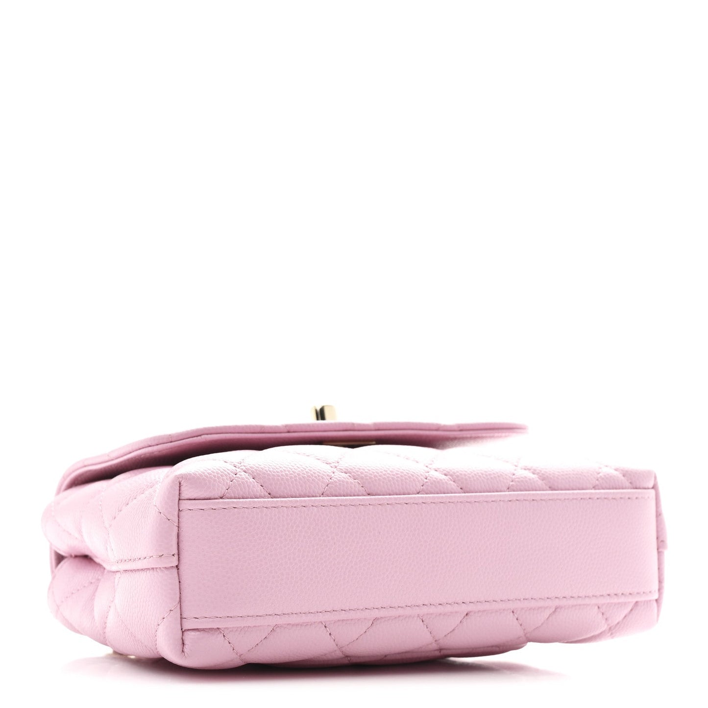 Caviar Quilted Coco Handle Clutch With Chain Pink
