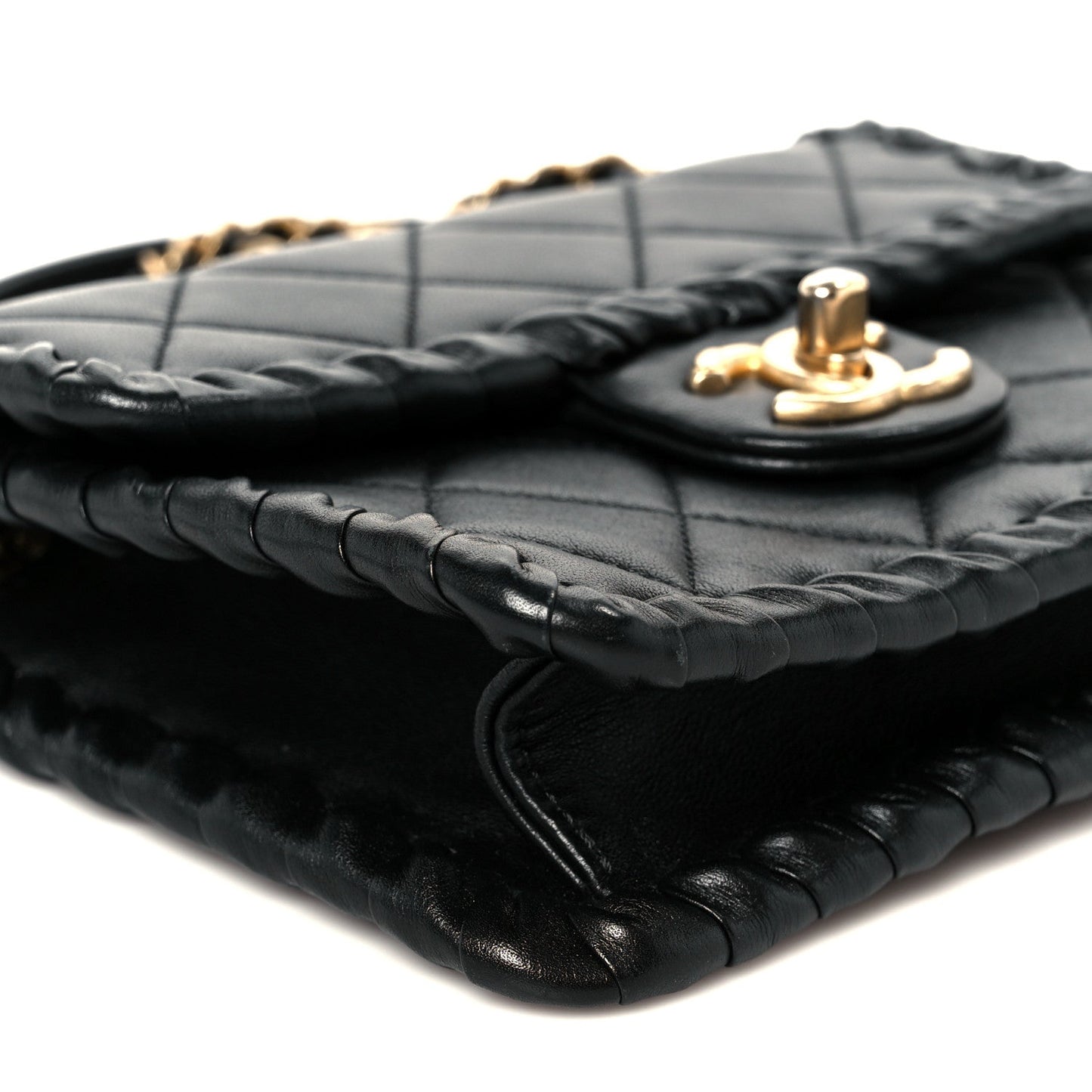 Calfskin Braided Mini My Own Frame Flap Black
