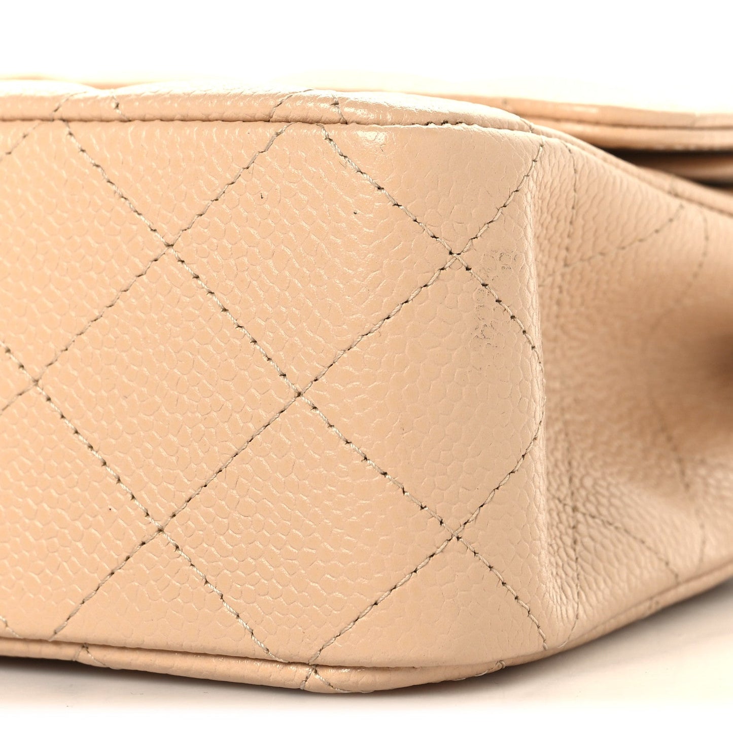 Caviar Quilted Medium Double Flap Beige
