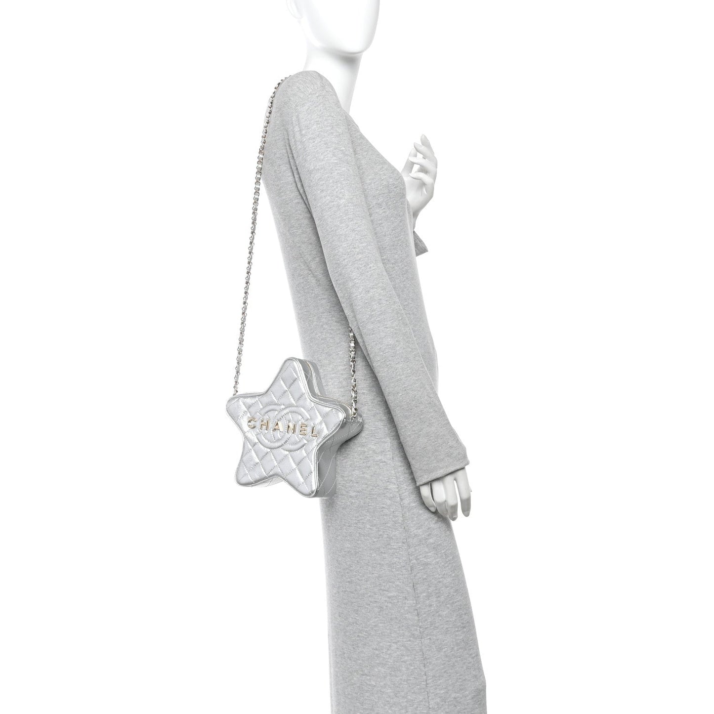 Metallic Lambskin Walk Of Fame Bag Silver