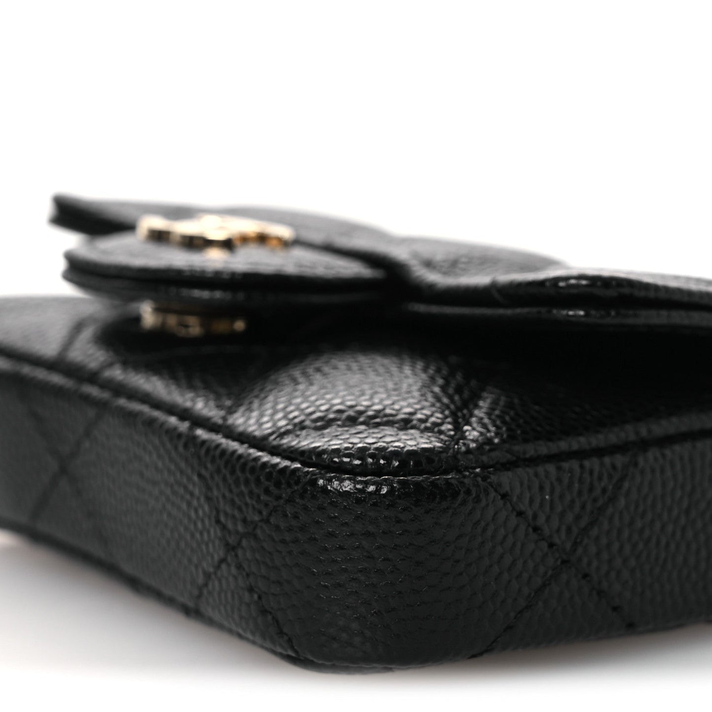 Caviar Quilted Mini Chain Belt Bag Black