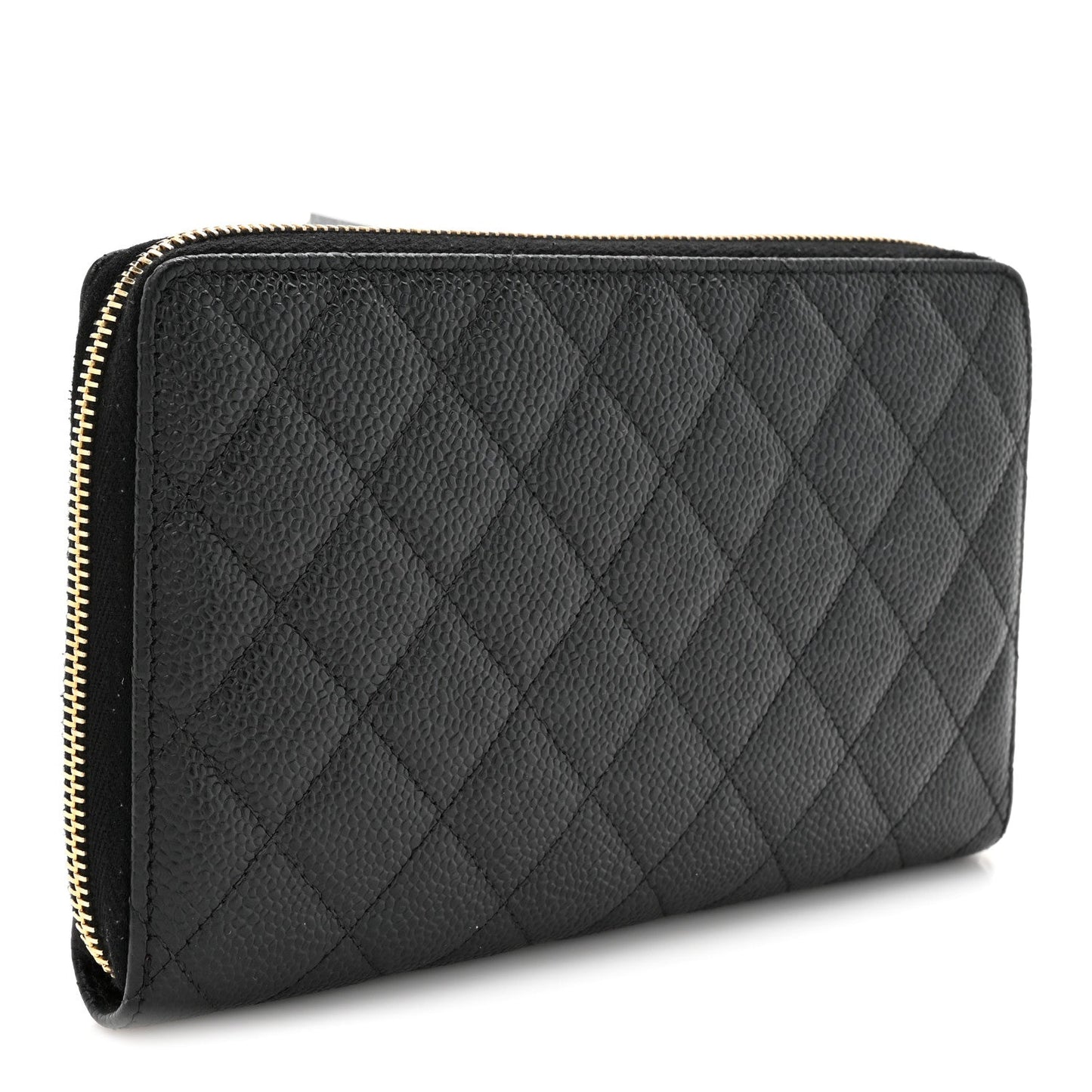 Caviar Quilted Large Zip Around Organizer Wallet Black