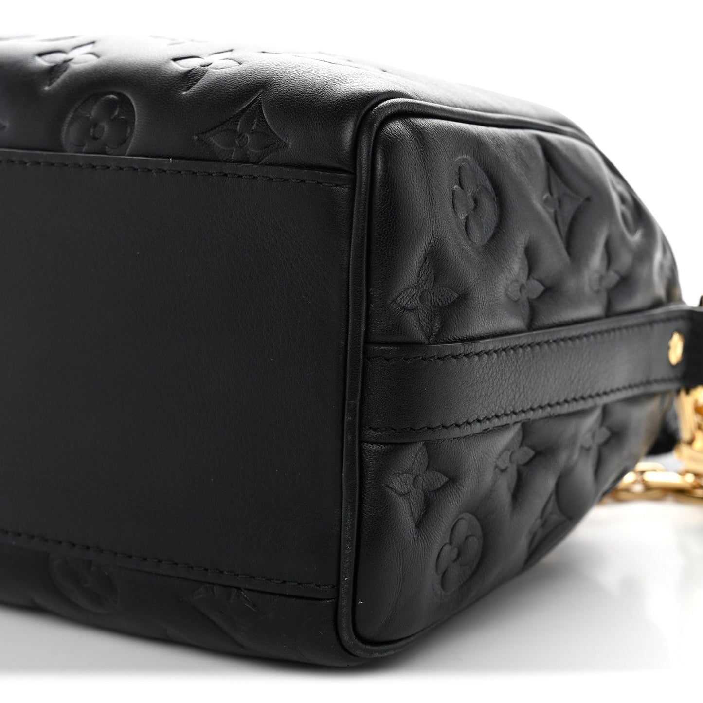 Lambskin Embossed Monogram Speedy 22 Bandouliere Black