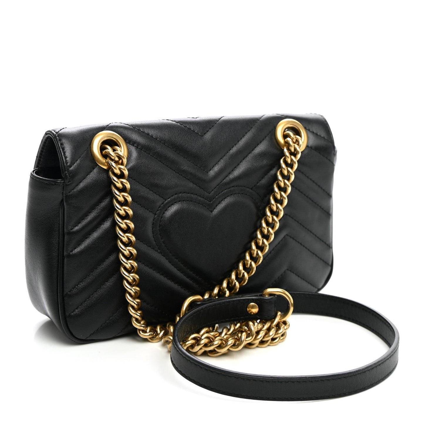 Calfskin Matelasse Mini GG Marmont Shoulder Bag Black