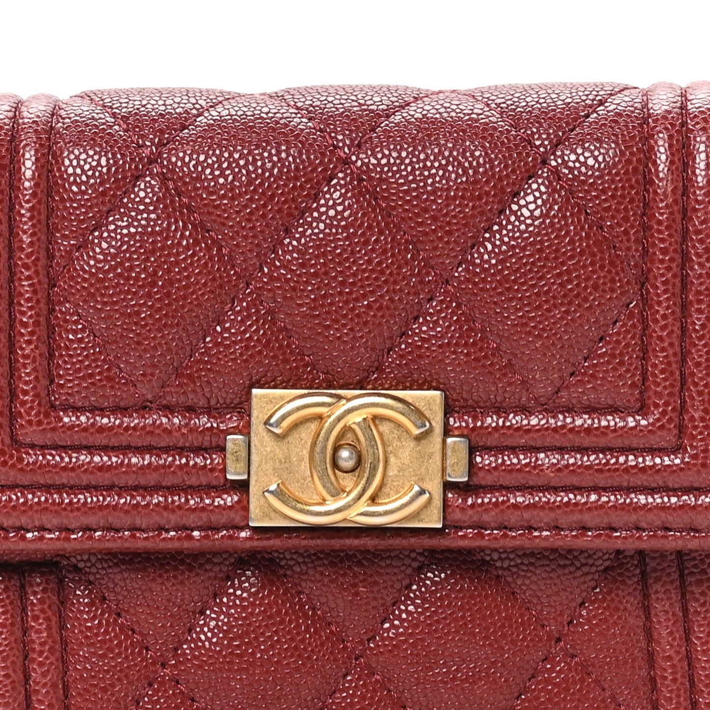 Caviar Quilted Small Boy Flap Wallet Red